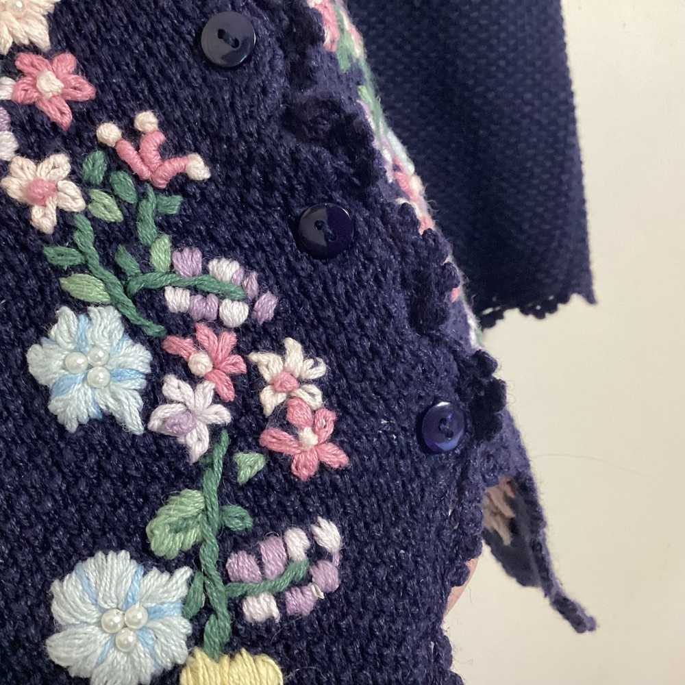 Vtg Embroidered Floral Knit Sweater Vest 18/20 Grannycore Cottagecore Coquette - Picture 10 of 14